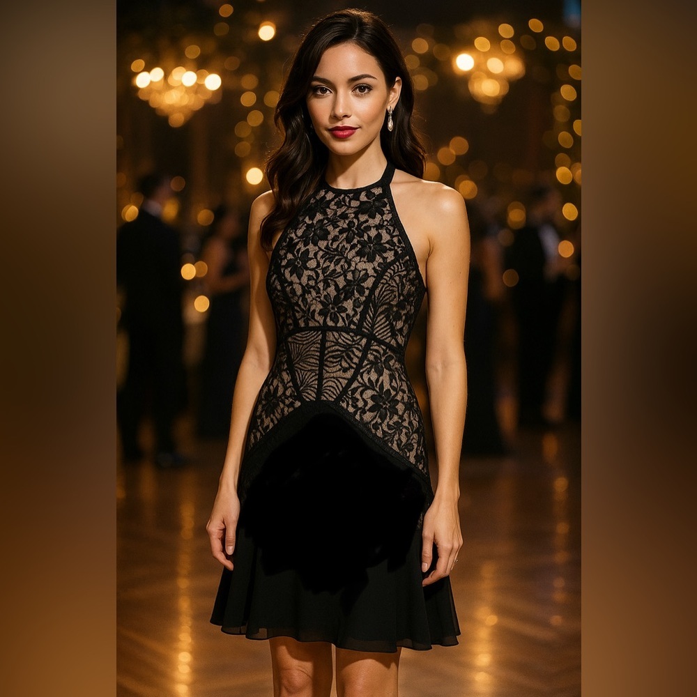 NWT Nicole Miller Silk Blend Open Back Drop Waist Mini Dress Size 2